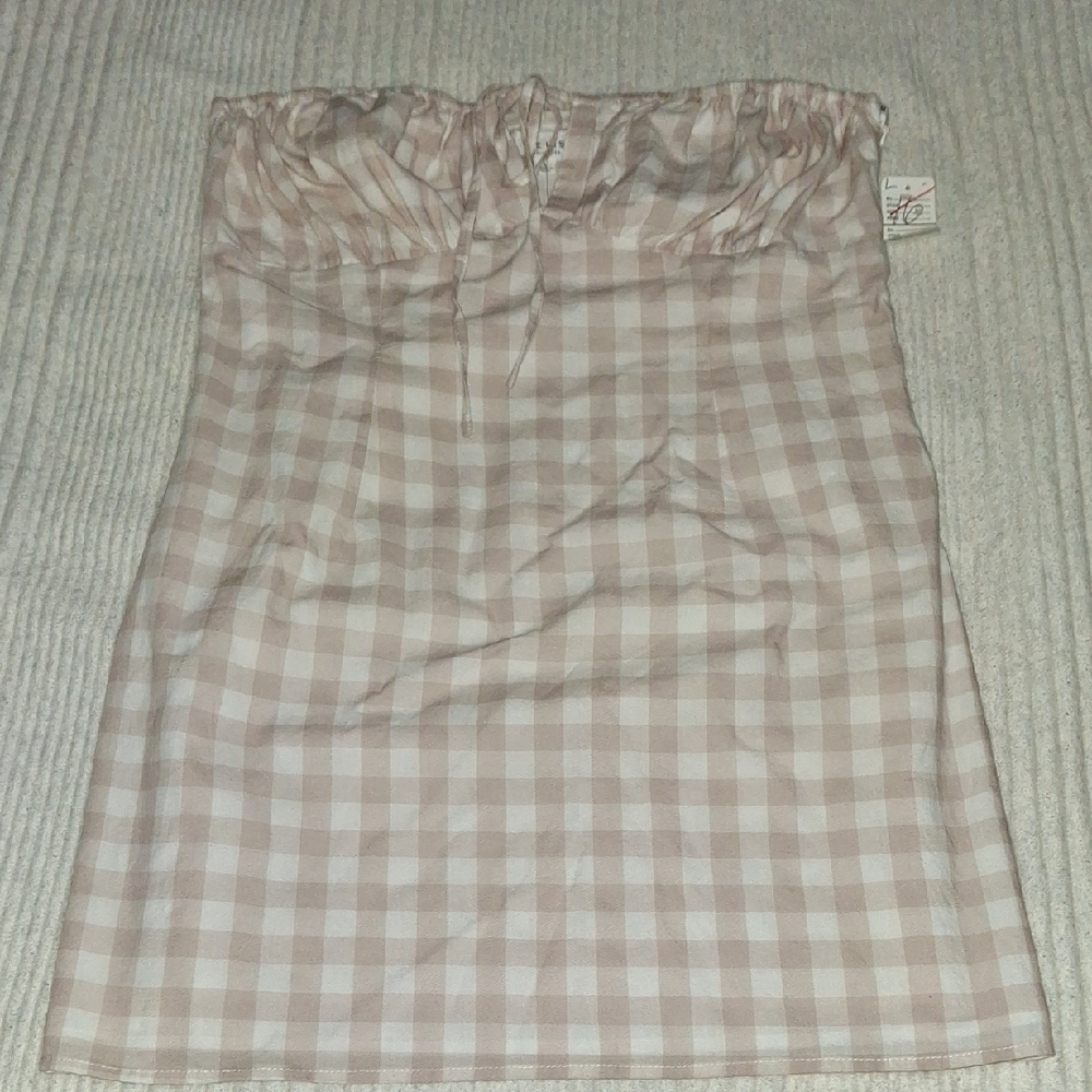 Checkered Strapless Top